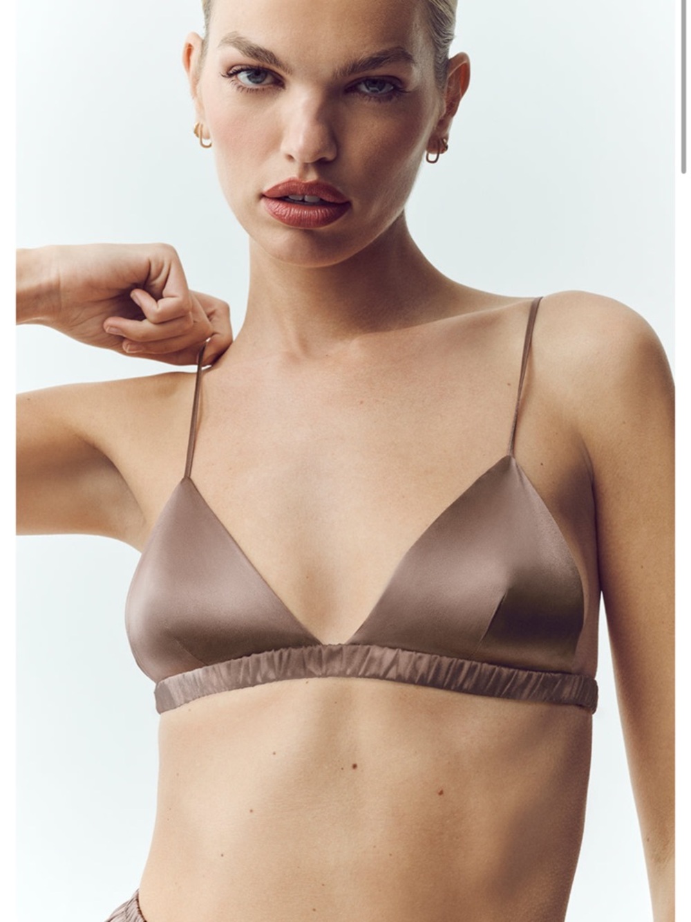 NWT ALO Silk Luminous Bra Alpine Cocoa
